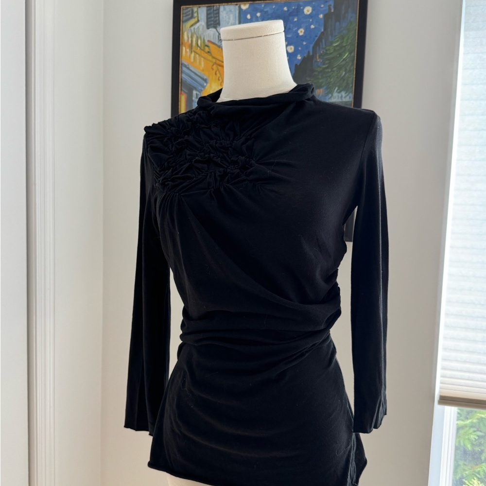 Anthropologie Black Ruched Top